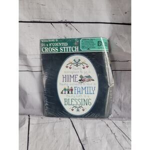 Vintage Designs 1987 Counted Cross Stitch Kit #5512 Home is... 5x8 Oval Kit